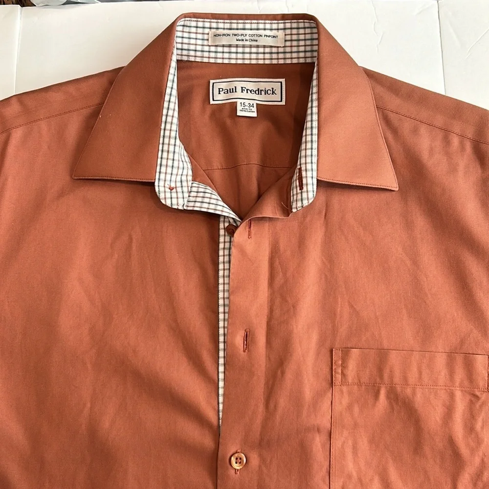 Paul Fredrick 15-34 Slim Fit 100% Cotton Long Sleeve Button Down Collared Shirt - Picture 8 of 10